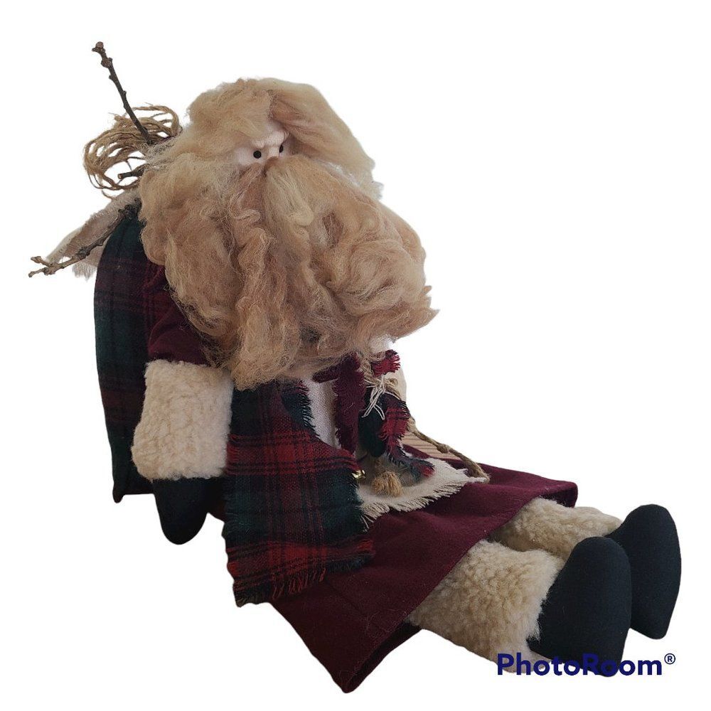 Handmade Fabric Old-Fashioned Santa Kris Kringle Holiday Doll w/Weighted Bottom